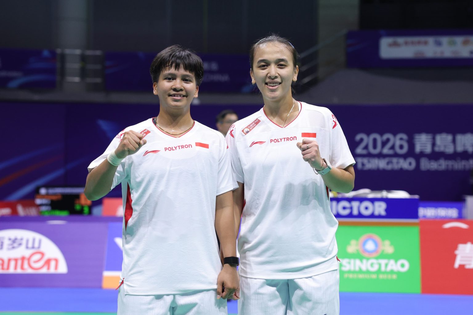 Febriana Dwipuji Kusuma (kanan(/Meilysa Trias Puspitasari saat menyumbang poin untuk Indonesia melawan Hong Kong di fase grup BATC 2026 di Qingdao, Cina, Rabu (4/2). (Foto: Tim Humas dan Media PP PBSI)